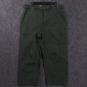 Pilcro Pants Womens 31 Green Cargo Twill Button Fly Utility Pockets Stretch